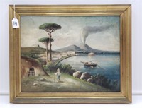Vintage Framed Art Italian Bay SLR E. Forgola O/C