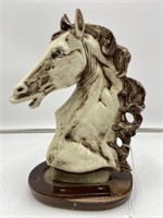 Horse Head Ceramic White & Brown w/ Base