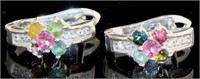 Natural Tourmaline & White Topaz Hoop Earrings