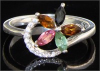 Beautiful Natural Tourmaline & White Topaz Ring