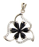 Genuine Sapphire & White Topaz Designer Pendant