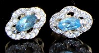 Stunning Natural Blue Topaz & White Topaz Earring