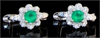 Natural Emerald & White Topaz Leverback Earrings