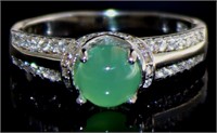 Natural Chrysoprase & White Topaz Ring