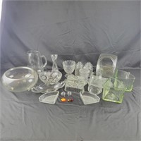 Group Of Glassware, butter dishes, pitcher, b
