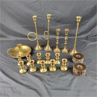 Group of Brass Candle Holders