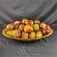 Wood Dough Bowl with Fruit
