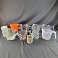 Group of Measuring Cups (plastic, glass and metal)
