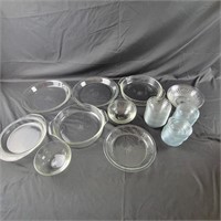 Glass Pie and Cake Pans, bowls and custard bowls