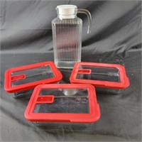 Glass Pyrex Dishes and Refrigerator Pitcher