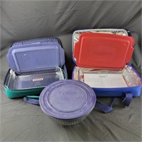 2 Casserole Dishes with Lids and Carrying Case