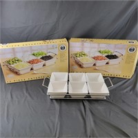 2 Relish Trays Serving Dishes