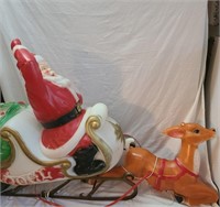 72in. Santa w/ Sleigh & Reindeer Blow Mold Set