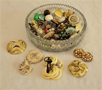 Vintage Costume Jewelry w/ Dish