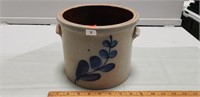 Stenciled Crock "White & Wood" (7" Tall)