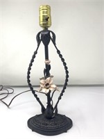 Wrought Iron Lamp with Floral Detail