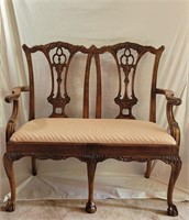 Chippendale 2-Seater Settee w/ Clawfeet