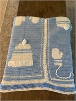 Blue and White Handmade Baby Afghan