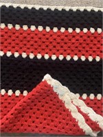 Black and Red Hand Crocheted Shawl
