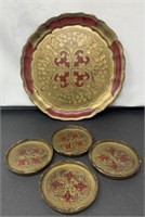 Florentine Tray with Four Coasters