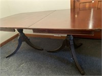 Dark Wood Double Pedestal Dining Table