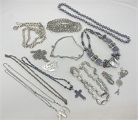 Silver and grey necklace lot