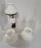 Hobnail Milk Glass Hurricane Lamps