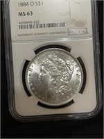 1884 O MS63 NGC Morgan Silver Dollar Coin