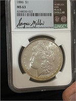 1886 MS63 NGC Morgan Silver Dollar Coin