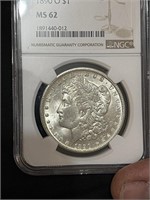 1890 O MS62 NGC Morgan Silver Dollar Coin