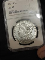 1921 S AU53 NGC Morgan Silver Dollar Coin