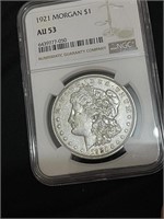 1921 AU53 NGC Morgan Silver Dollar Coin