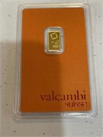 999 Gold Bar 1 Gram Valcambi Suisse