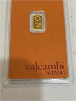 999 Gold Bar 1 Gram Valcambi Suisse