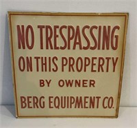 Berg Equipment Embossd Tin Sign