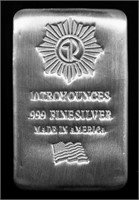 10 Ounce: Glines & Rhodes .999 Fine Silver Bar