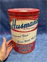 Old "Husman's Potato Chips" can (2-gallon sz)