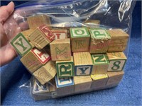 Lot of wooden alphabet blocks
