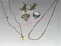 Lot: Gold filled earrings -necklaces -rings