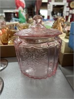 Pink glass jar