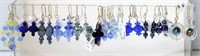 13 Pairs of New Blue Earrings w Swarovski Gems +