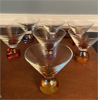 Martini Glasses With Colored Glass Ball Base