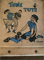 Vintage TUNE TOTE Record Caddy with 45 Records