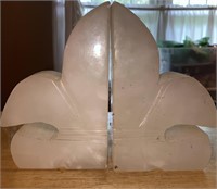 Art Deco Onyx Fleur de Lis Bookends