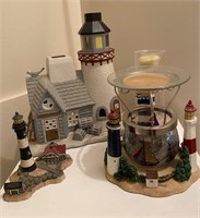 Lighthouse decorations including 2 Yankee Candle