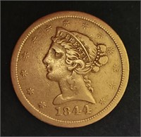 1844-O $5 Dollar Liberty Rare Date MS64 $40k