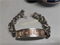mid century chunky silver bracelet 8"