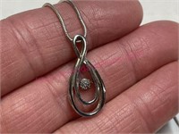 Sterling silver pendant necklace18in