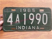 1965 Indiana license plate (green)
