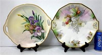2 Antique Hand-Painted Collector Plates Gold Trim